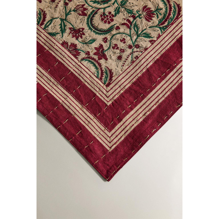 Хлопковое рождественское скатерть с рамочным цветочным принтом