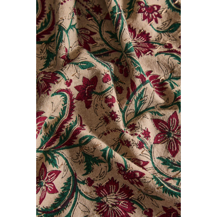 Хлопковое рождественское скатерть с рамочным цветочным принтом