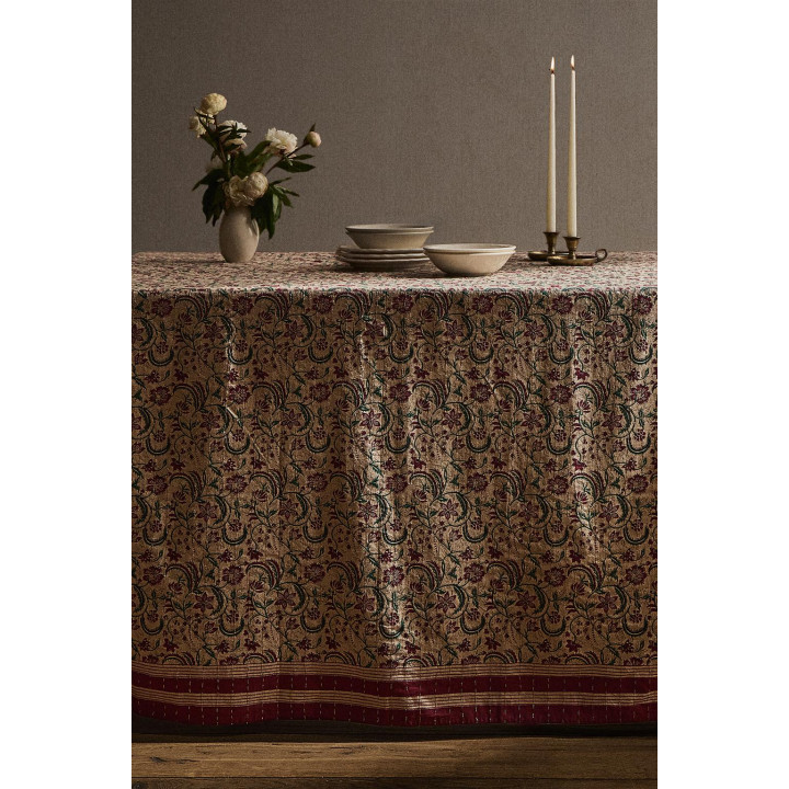 Хлопковое рождественское скатерть с рамочным цветочным принтом