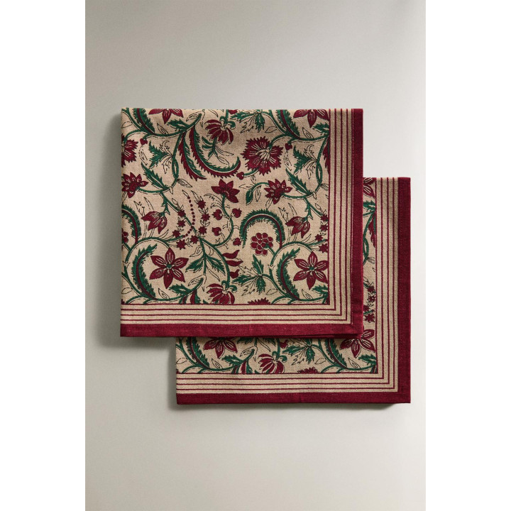 Набор рамочных хлопковых рождественских салфеток с цветочным узором (набор из 2)