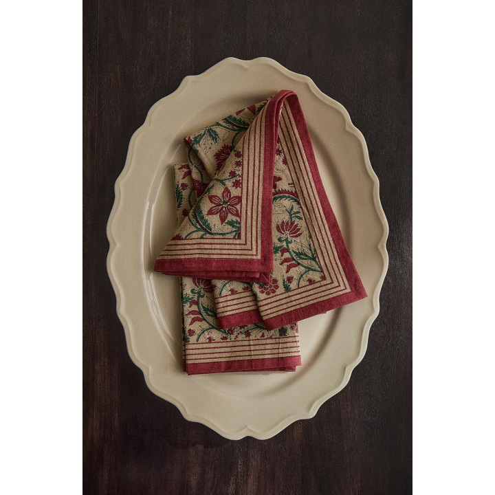 Набор рамочных хлопковых рождественских салфеток с цветочным узором (набор из 2)