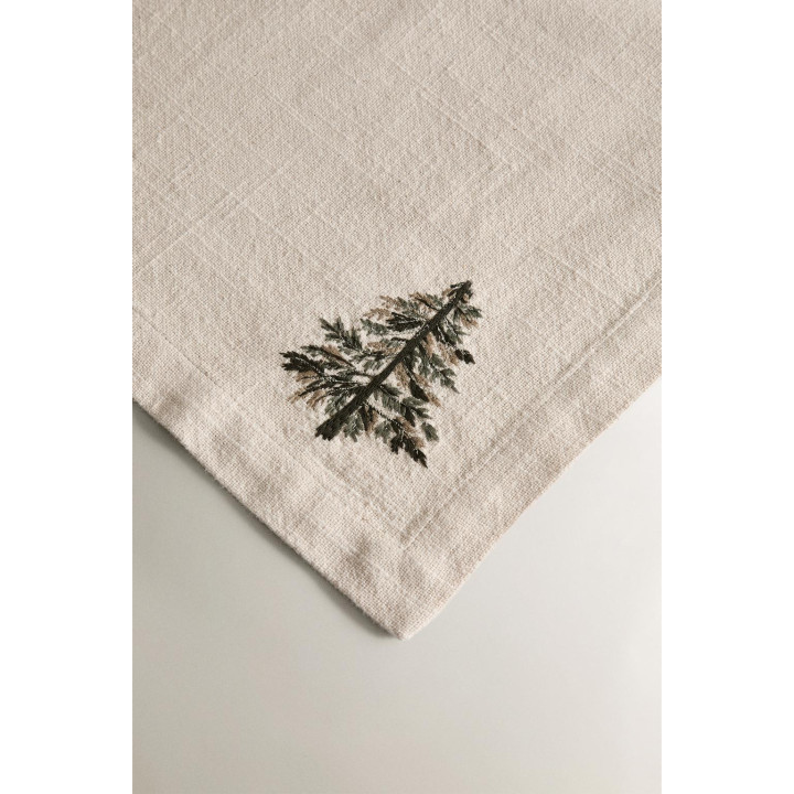 Набор вышитых хлопковых рождественских салфеток с изображением сосны (набор из 2 штук)