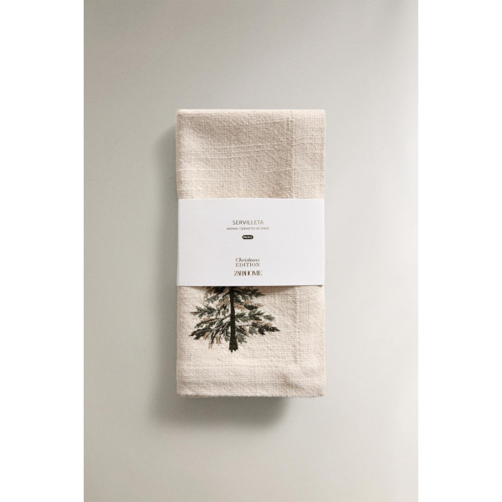 Набор вышитых хлопковых рождественских салфеток с изображением сосны (набор из 2 штук)