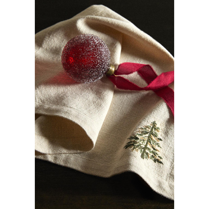 Набор вышитых хлопковых рождественских салфеток с изображением сосны (набор из 2 штук)