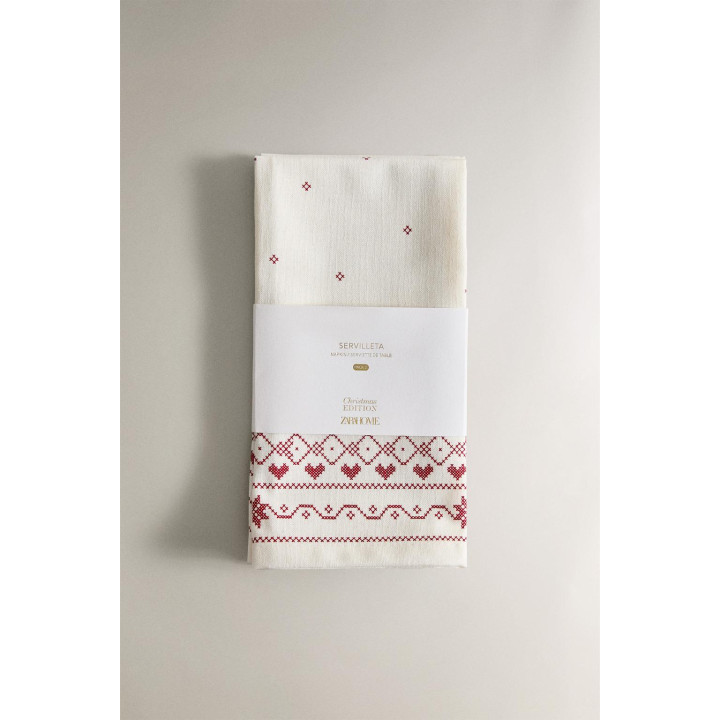 Набор вышитых рождественских хлопковых салфеток (набор из 2 шт)