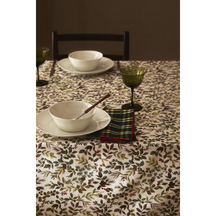 Резиновое хлопковое рождественское скатерть с листьями