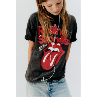 ФУТБОЛКА С ЭФФЕКТОМ СТИРКИ И ПРИНТОМ ROLLING STONES ©