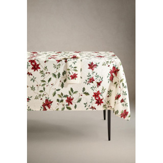 Хлопковая рождественская столовая скатерть с цветочным жаккардовым узором