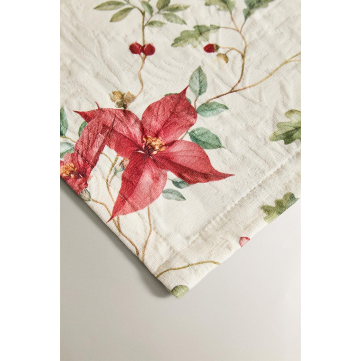 Хлопковая рождественская столовая скатерть с цветочным жаккардовым узором