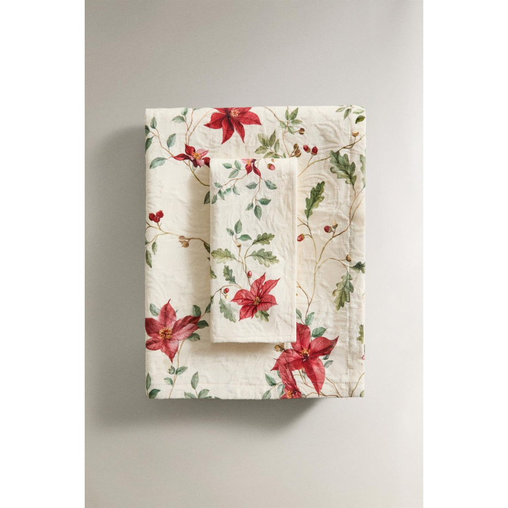 Хлопковая рождественская столовая скатерть с цветочным жаккардовым узором
