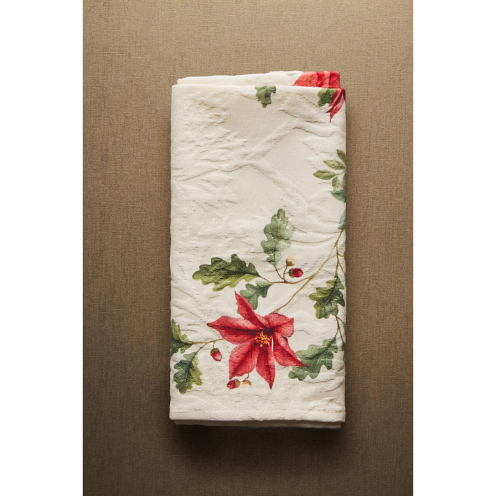 Набор рождественских хлопковых салфеток с цветочным жаккардовым узором (набор из 2)