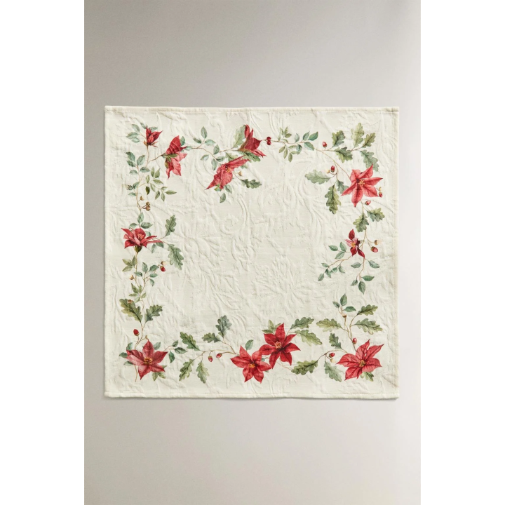 Набор рождественских хлопковых салфеток с цветочным жаккардовым узором (набор из 2)