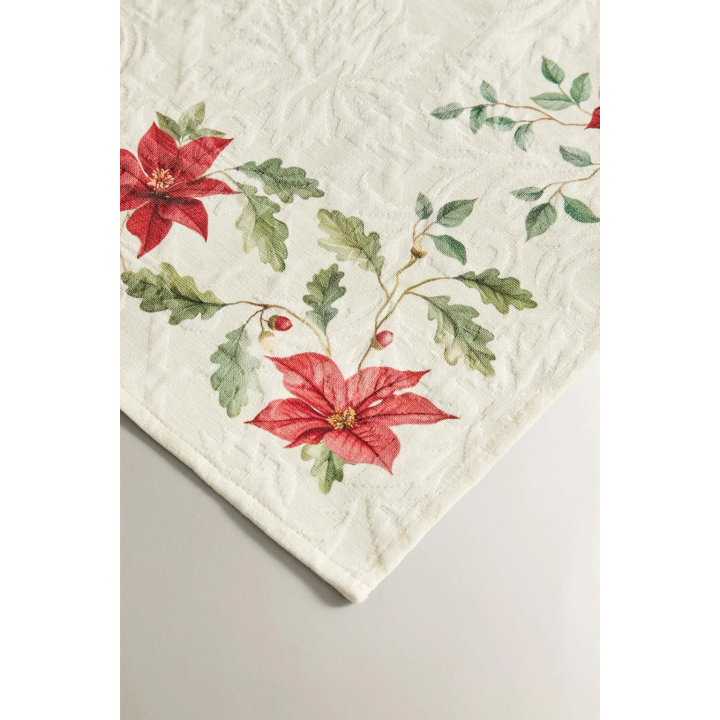 Набор рождественских хлопковых салфеток с цветочным жаккардовым узором (набор из 2)