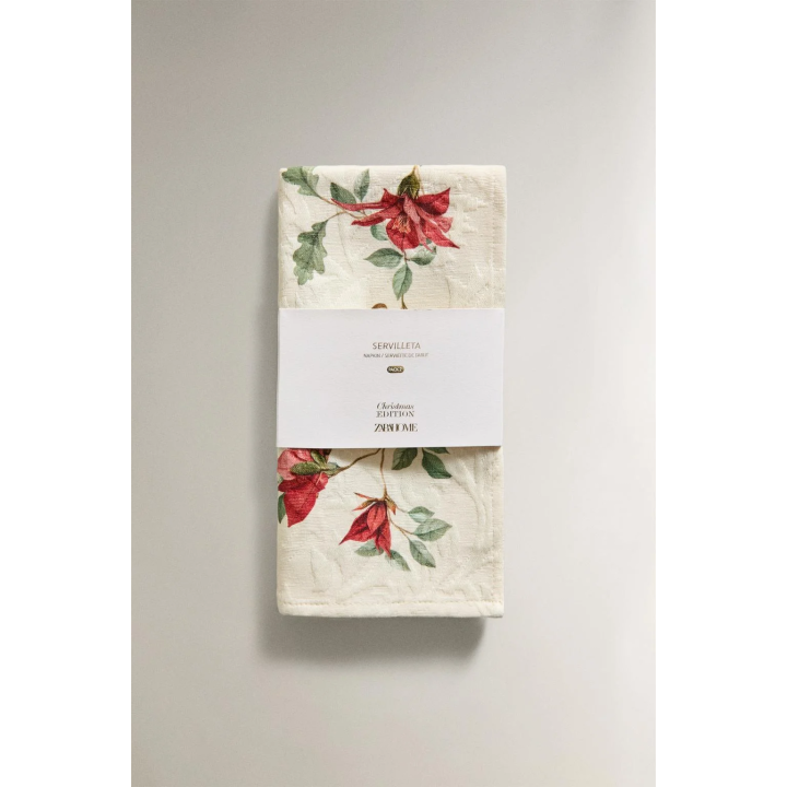 Набор рождественских хлопковых салфеток с цветочным жаккардовым узором (набор из 2)