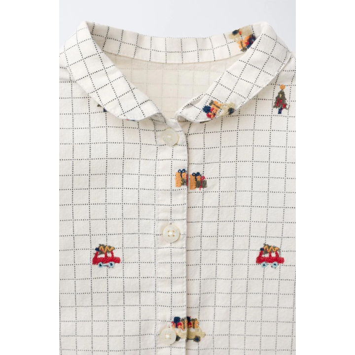 РУБАШКА В КЛЕТКУ С ВЫШИВКОЙ