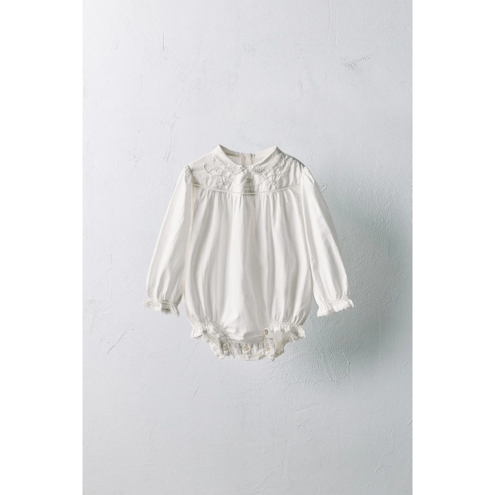 Комбинезон из ограниченной коллекции с вышивкой цветочков из поплина 1-18 месяцев