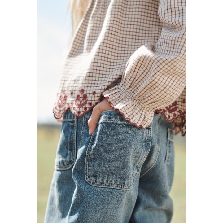 Блузка в клетку с вышивкой - ограниченной серией