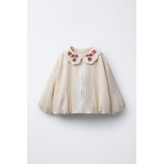 ЖАКЕТ С ВЯЗАНЫМ КРЮЧКОМ ВОРОТНИКОМ