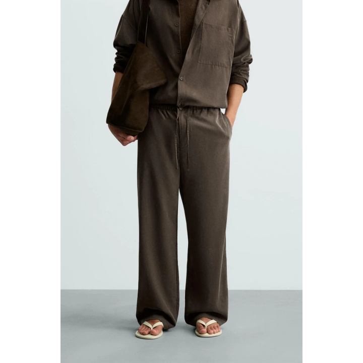 БРЮКИ RELAXED FIT ИЗ СТРУЯЩЕЙСЯ ТКАНИ