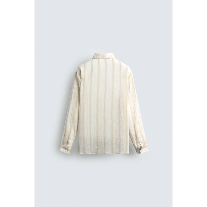 РУБАШКА В ПОЛОСКУ ИЗ СТРУЯЩЕЙСЯ ТКАНИ