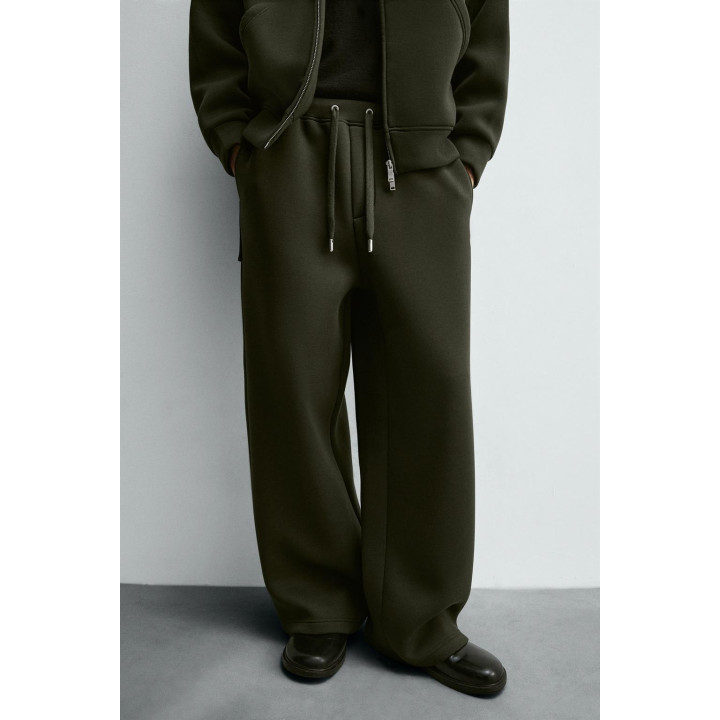 Брюки широкого кроя с эффектом неопрена