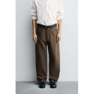 Брюки в полоску с шариковой посадкой из жаккардовой ткани