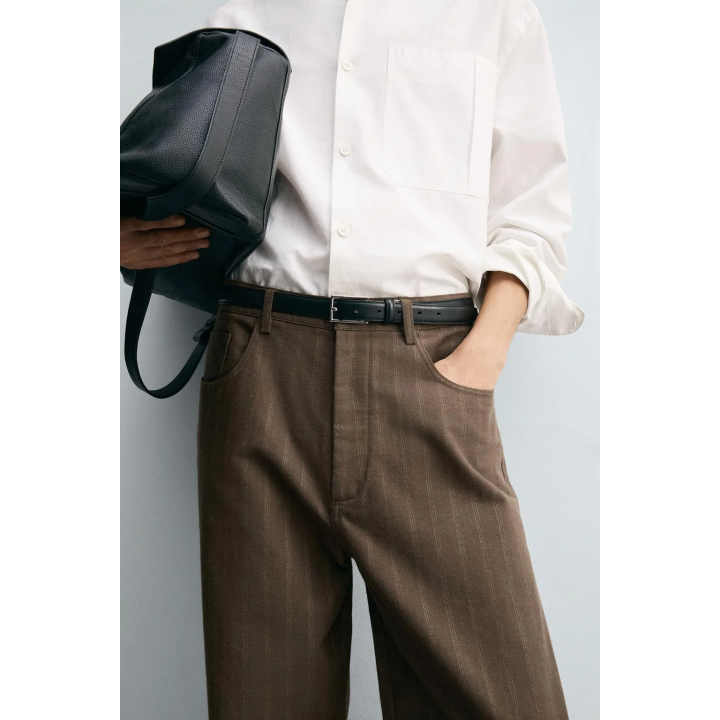 Брюки в полоску с шариковой посадкой из жаккардовой ткани