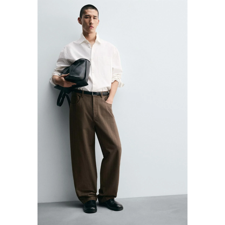 Брюки в полоску с шариковой посадкой из жаккардовой ткани