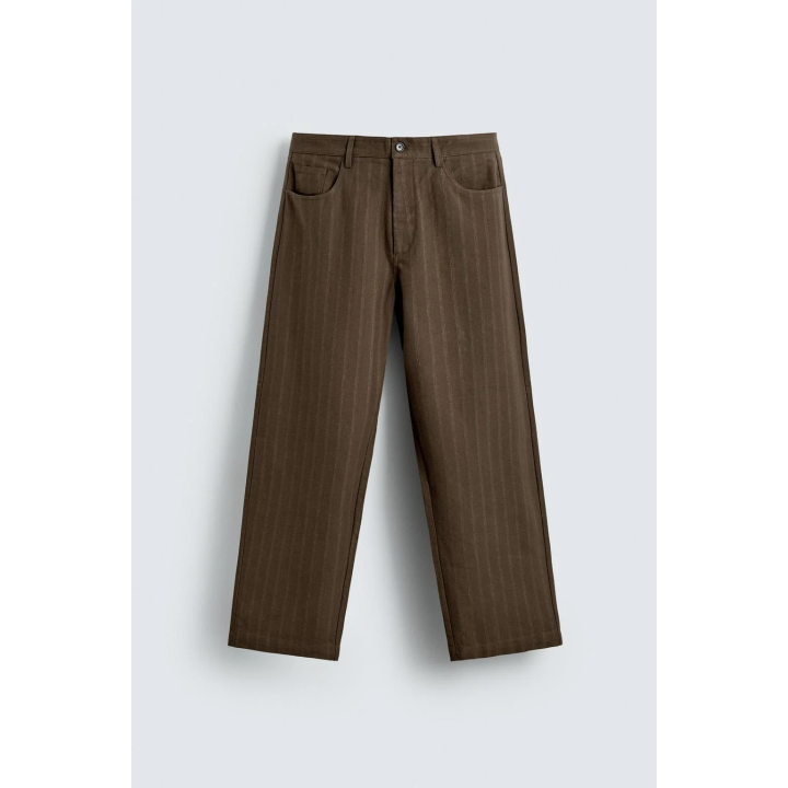 Брюки в полоску с шариковой посадкой из жаккардовой ткани