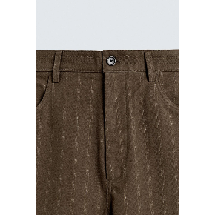 Брюки в полоску с шариковой посадкой из жаккардовой ткани