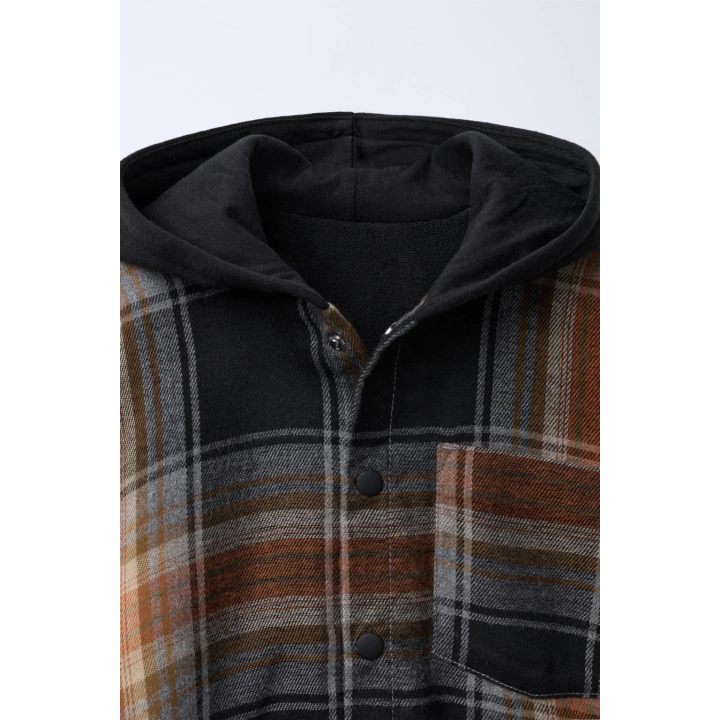 Рубашка-овершерт с капюшоном и клетчатым принтом
