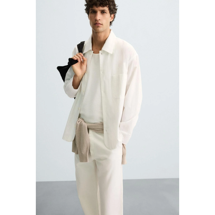 РУБАШКА ИЗ ТКАНИ В ПОЛОСКУ