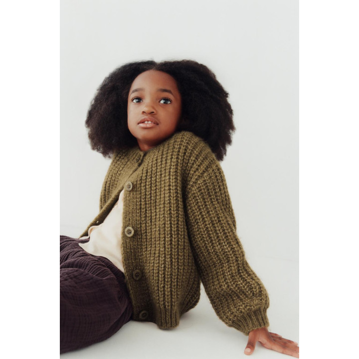 КАРДИГАН КРУПНОЙ ВЯЗКИ С ШЕРСТЬЮ