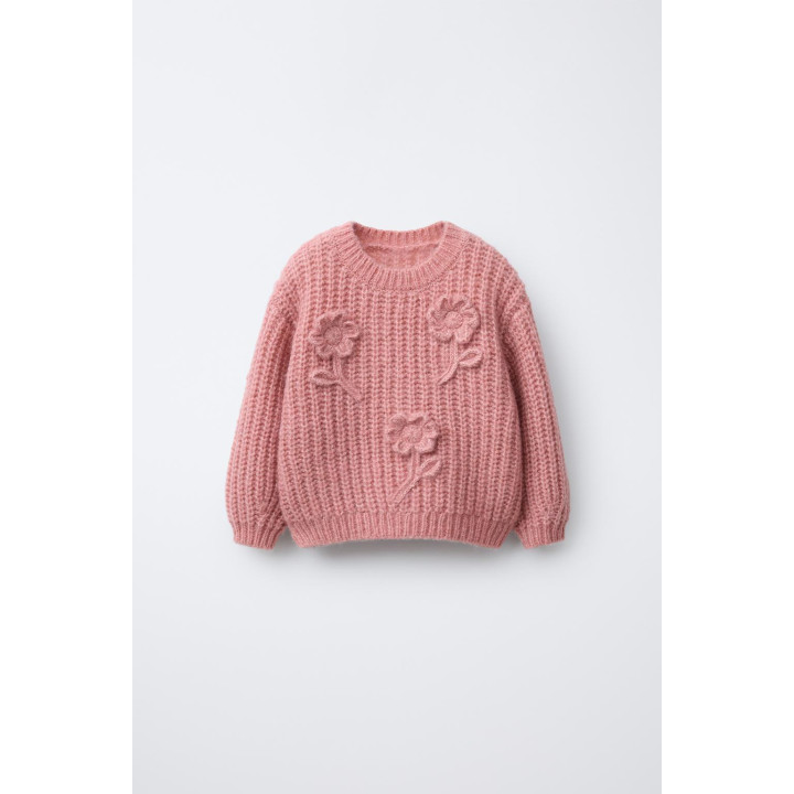 ВЯЗАНЫЙ СВИТЕР С ВЫШИТЫМИ ЦВЕТАМИ И ШЕРСТЬЮ