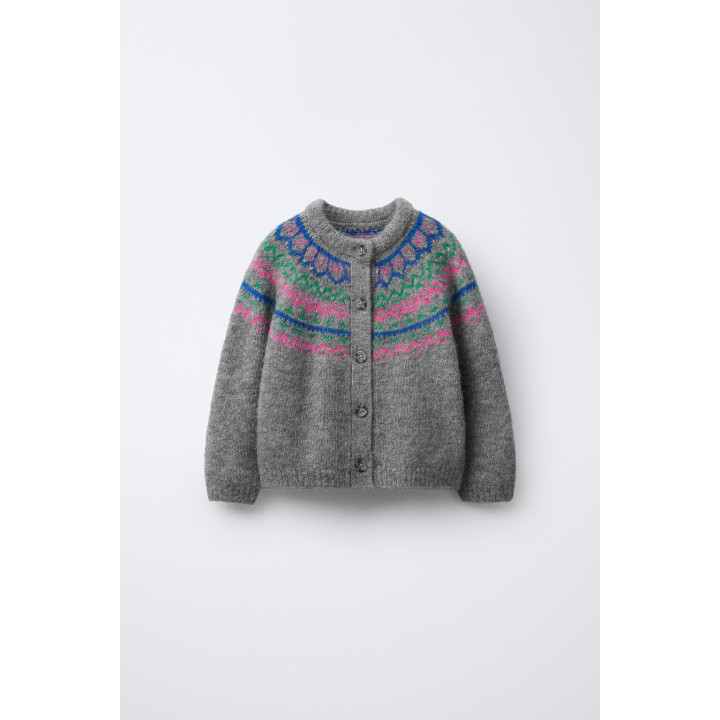 ЖАККАРДОВЫЙ КАРДИГАН ИЗ ШЕРСТИ И АЛЬПАКИ