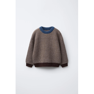 СВИТЕР КРУПНОЙ ВЯЗКИ С КОНТРАСТНОЙ ОТДЕЛКОЙ