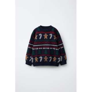 Джемпер с жаккардовым узором и принтом печенья