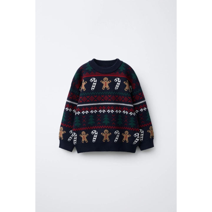 Джемпер с жаккардовым узором и принтом печенья