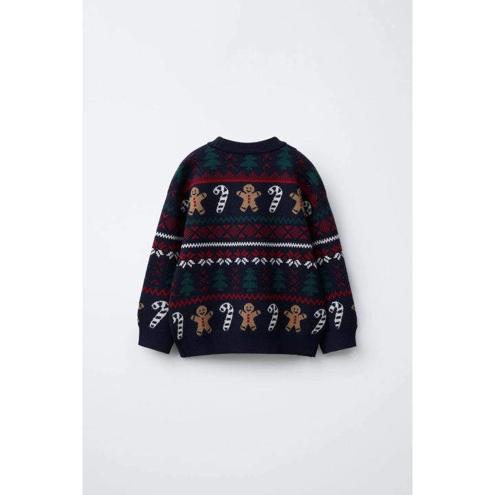 Джемпер с жаккардовым узором и принтом печенья