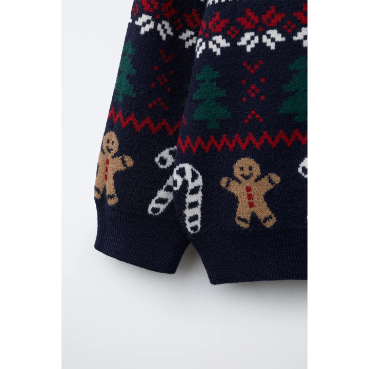 Джемпер с жаккардовым узором и принтом печенья