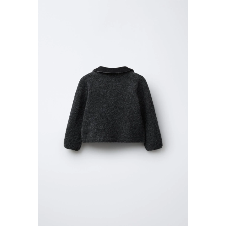 ВЕЛЬВЕТОВЫЙ КАРДИГАН С КРУГЛЫМ ВОРОТНИКОМ