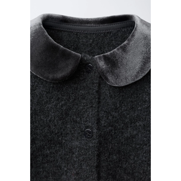 ВЕЛЬВЕТОВЫЙ КАРДИГАН С КРУГЛЫМ ВОРОТНИКОМ