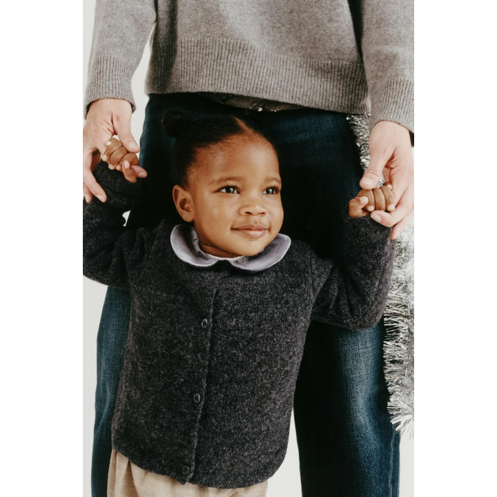 ВЕЛЬВЕТОВЫЙ КАРДИГАН С КРУГЛЫМ ВОРОТНИКОМ