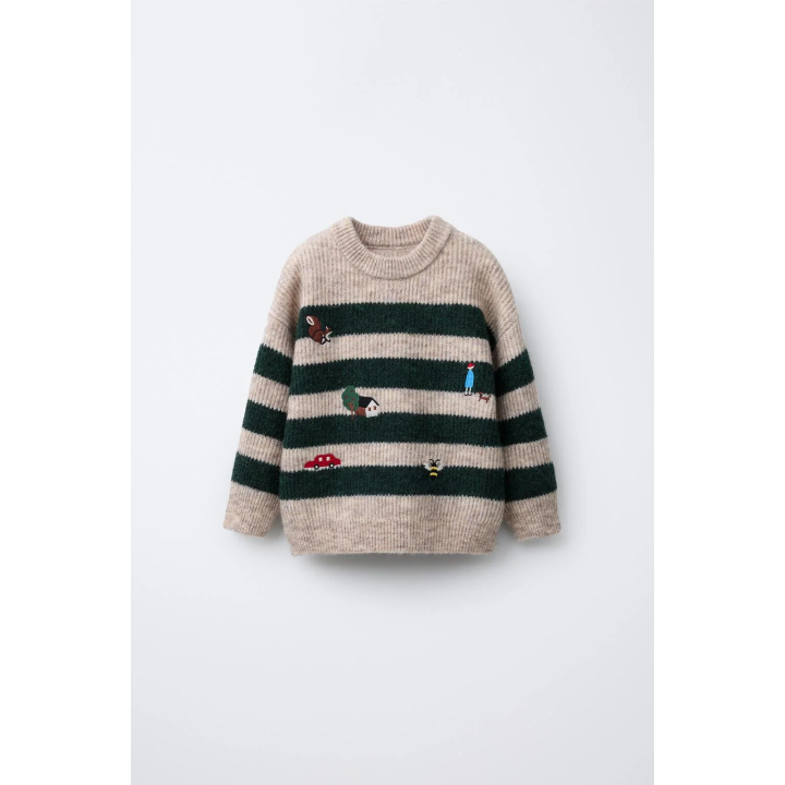ДЖЕМПЕР В ПОЛОСКУ С ВЫШИВКОЙ «ЛЕС»