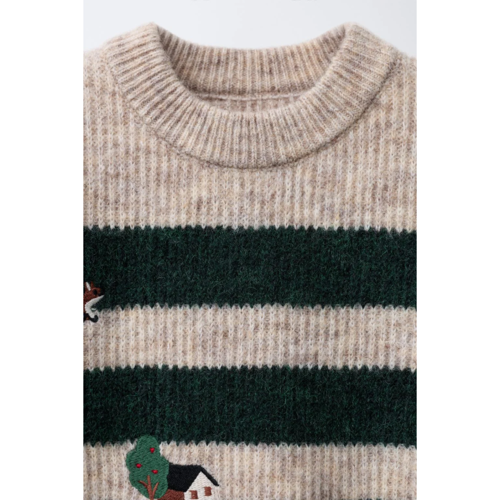 ДЖЕМПЕР В ПОЛОСКУ С ВЫШИВКОЙ «ЛЕС»