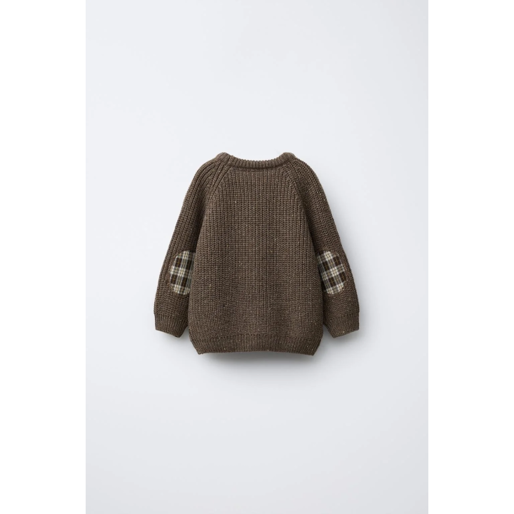 СВИТЕР КРУПНОЙ ВЯЗКИ С НАЛОКОТНИКАМИ