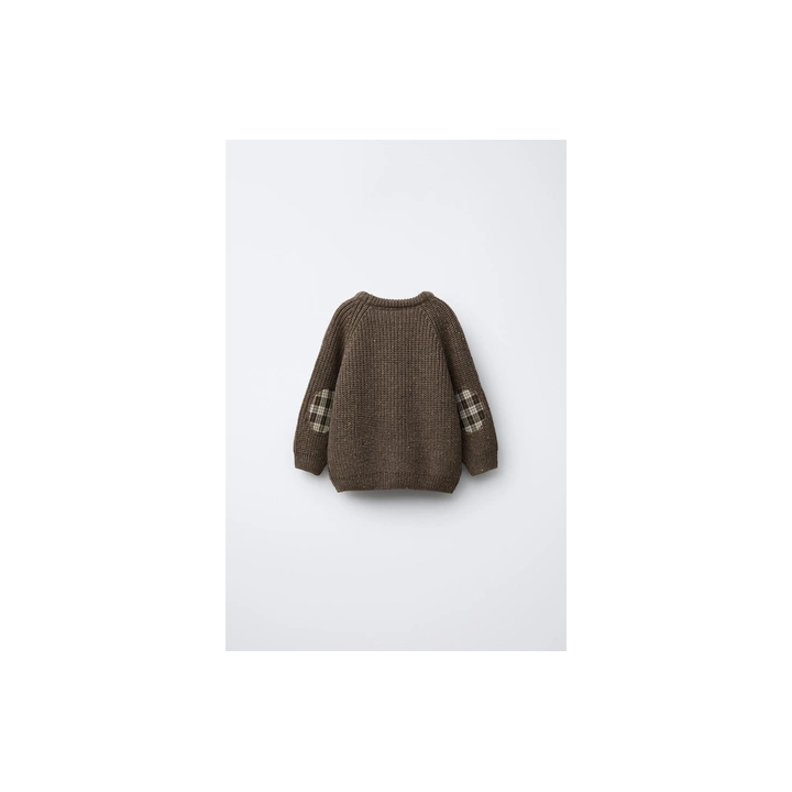 СВИТЕР КРУПНОЙ ВЯЗКИ С НАЛОКОТНИКАМИ