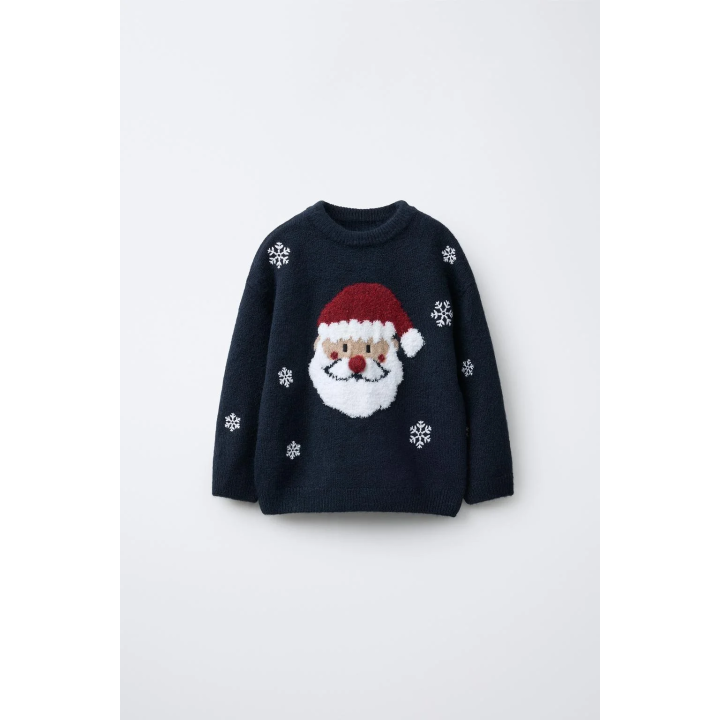 Пуловер с изображением санта-клауса из трикотажа
