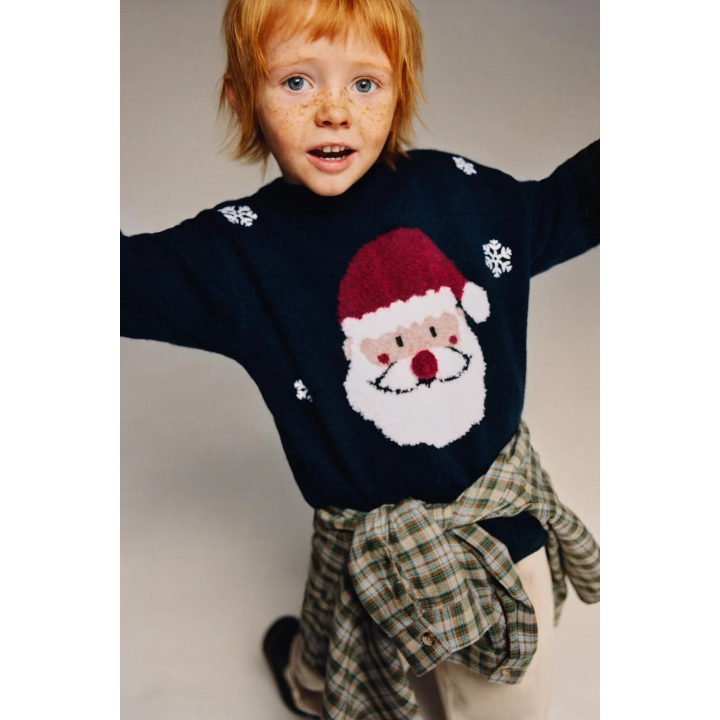 Пуловер с изображением санта-клауса из трикотажа