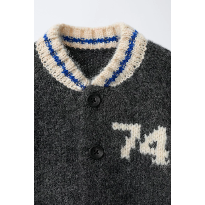 Кардиган из шерстяной смеси с принтом номера